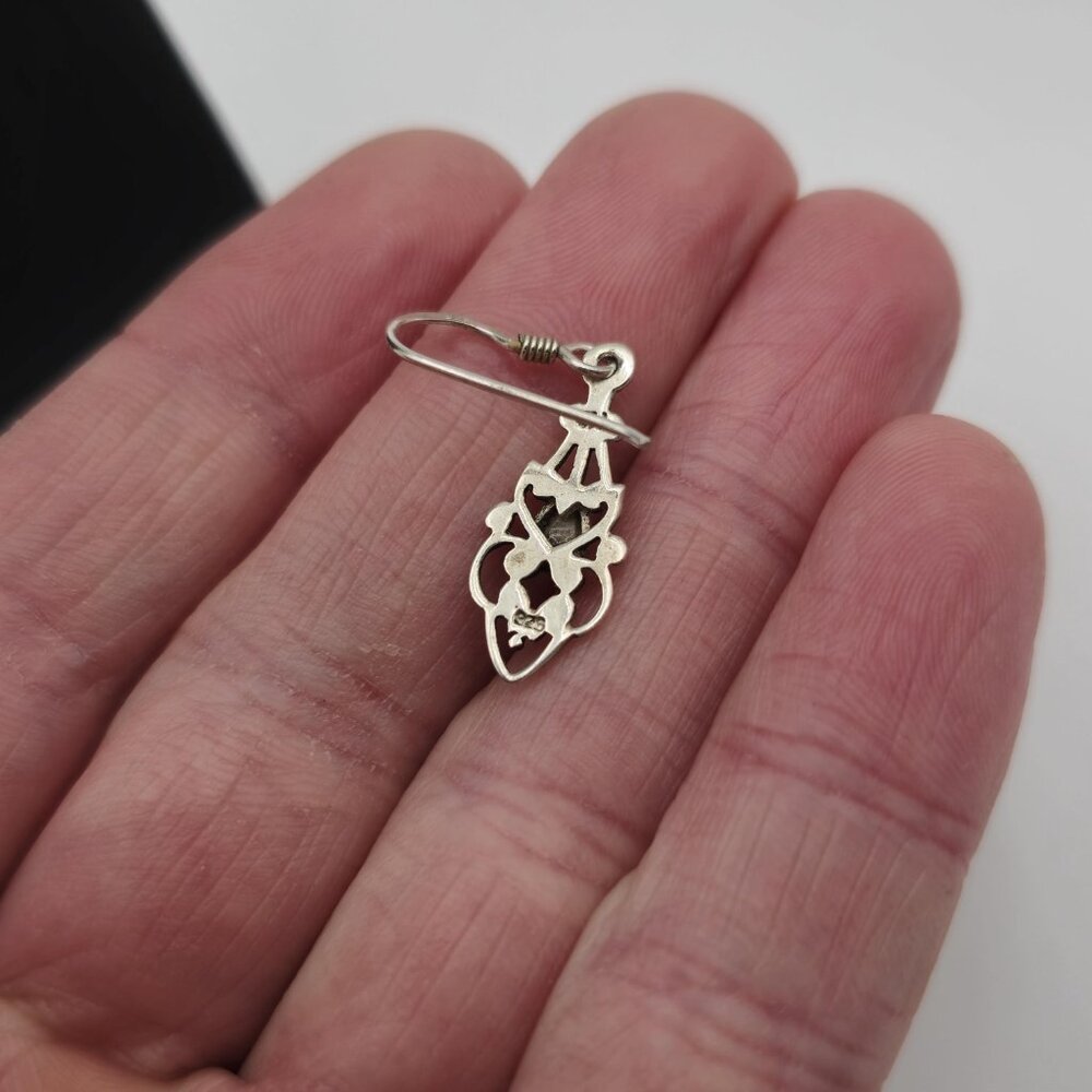 Sterling Silver Fancy Teardrop Shell Rustic Earri… - image 4